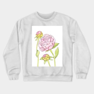 Pink Peony and Peony Buds Crewneck Sweatshirt